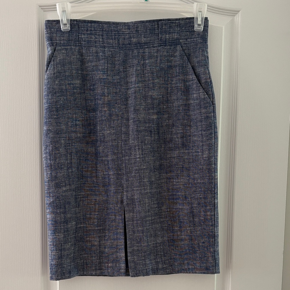 Ann Taylor Linen Blue Women's Skirt Petite 6